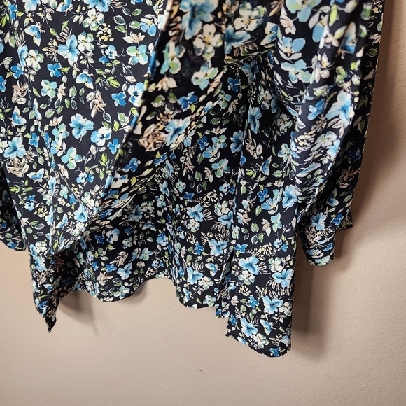 J. Jill Black Floral Collared Buttonfront Flowy Layered Tunic-Size XL - Picture 7 of 9